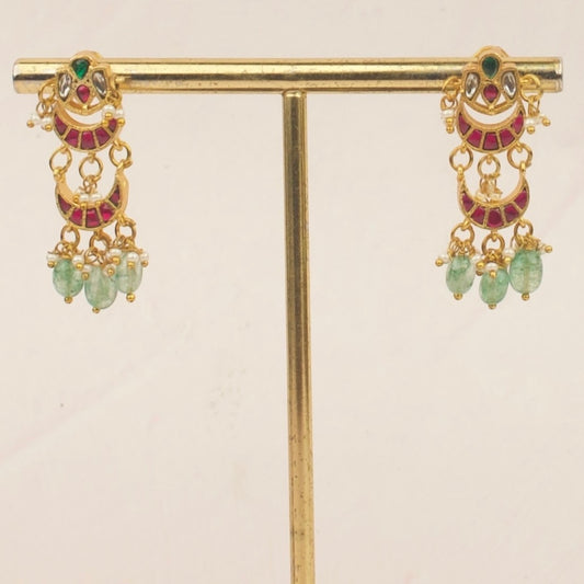 Ruby Crescent Bliss Jadau Kundan Chandbali Earrings