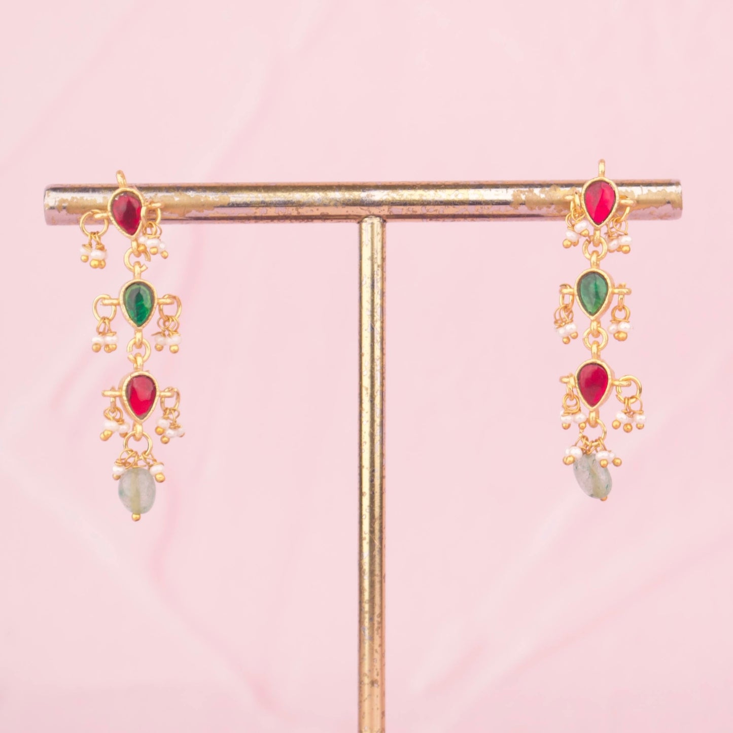 Designer Jadau Kundan Bridal Necklace Set With Pearl Layers