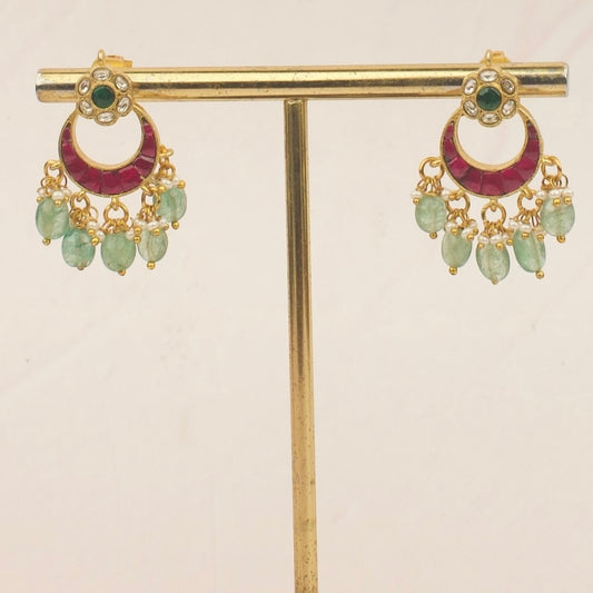 Ruby Enchantment Jadau Kundan Chandbali Earrings