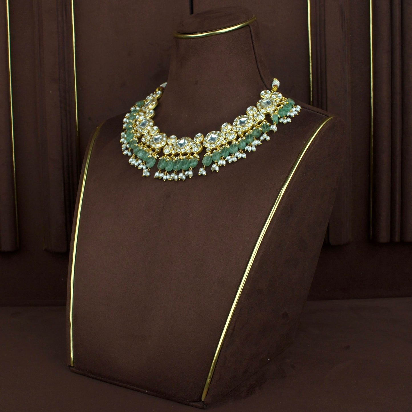 Royal Jadau Kundan Necklace with Strawberry Beads and Rice Pearls