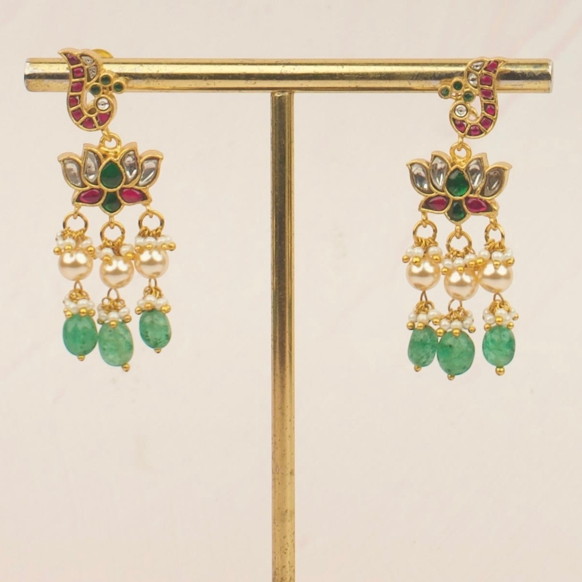 Royal Lotus Chandbali Jadau Kundan Earrings