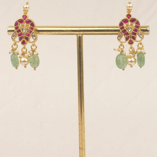 Ruby Bloom Jadau Kundan Drop Stud Earrings