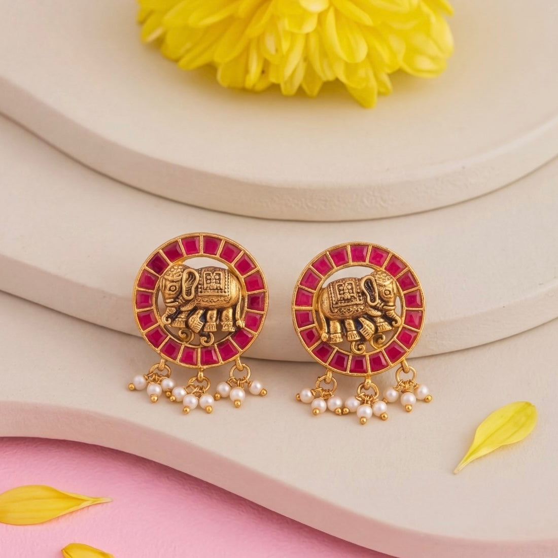 Elephant Design Jadau Kundan Studs