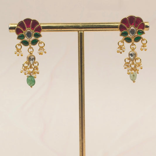 Floral Cascade Jadau Kundan Stud Earrings