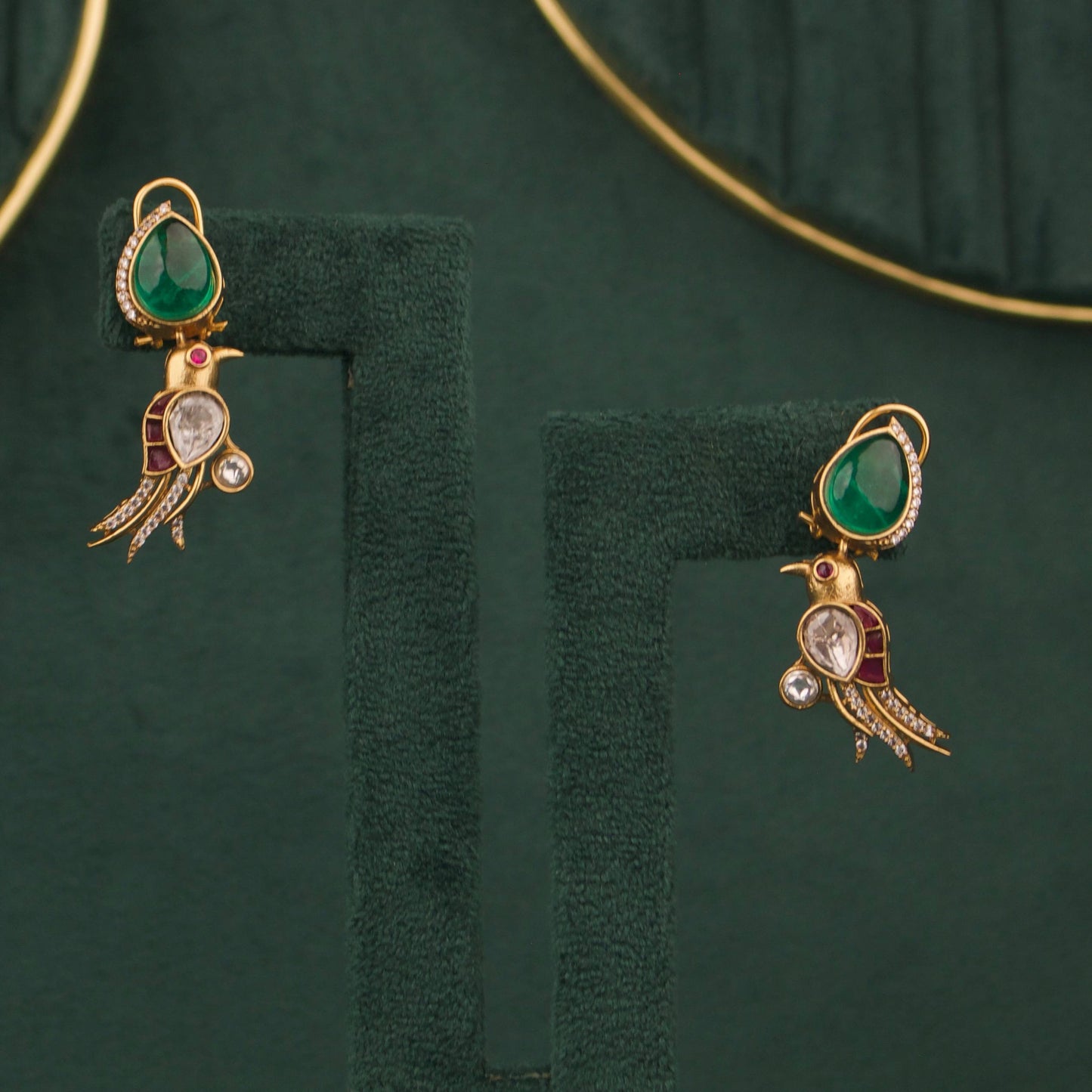 Green Emerald Victorian Pendant And Earrings Set