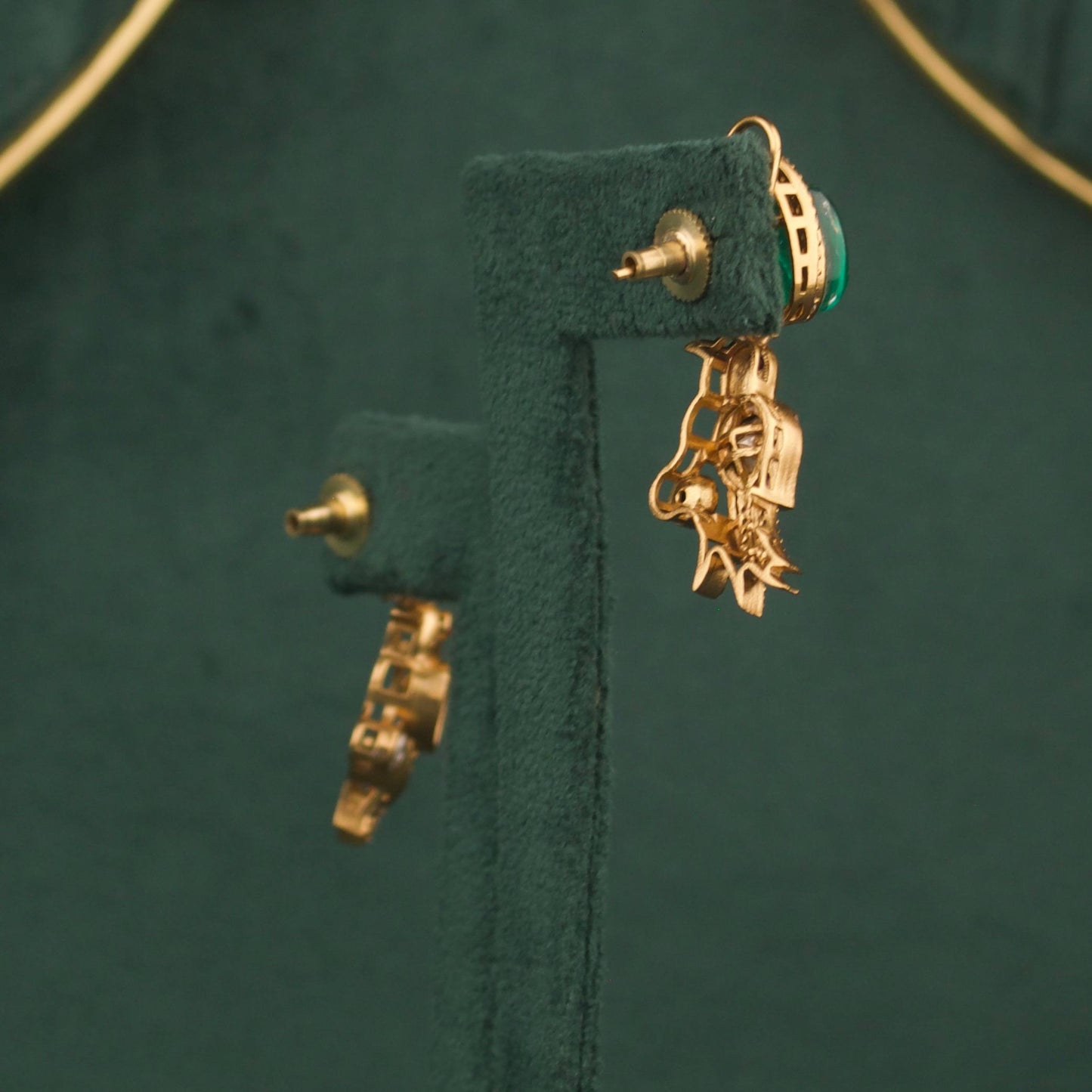 Green Emerald Victorian Pendant And Earrings Set