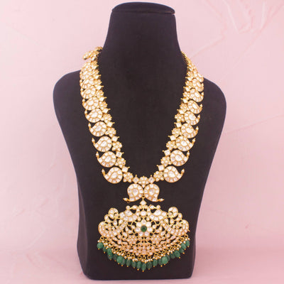 Bridal Moissanite Polki Mango Haram With Strawberry Beads