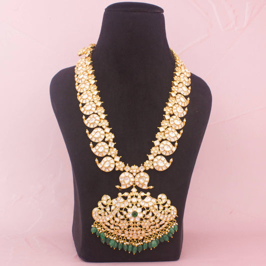 Bridal Moissanite Polki Mango Haram With Strawberry Beads