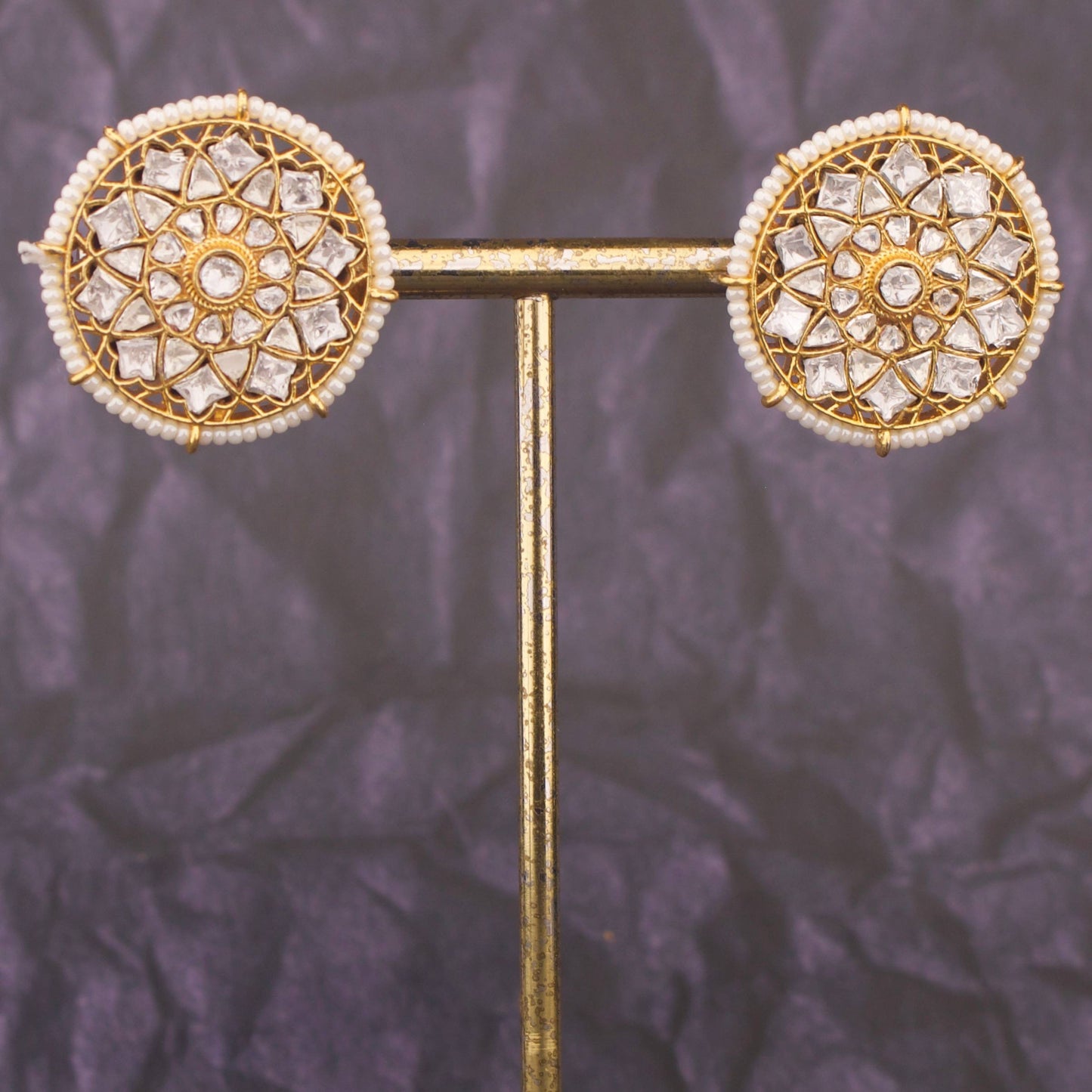 Floral Design Jadau Kundan Stud Earrings