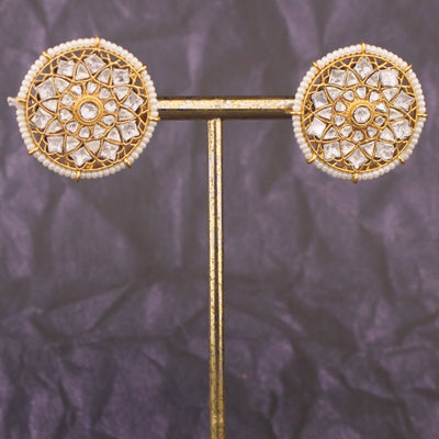 Floral Design Jadau Kundan Stud Earrings