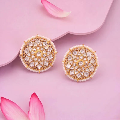 Floral Design Jadau Kundan Stud Earrings