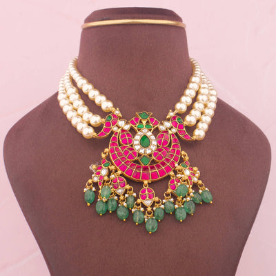 Traditional Jadau Kundan Pearl Choker Necklace
