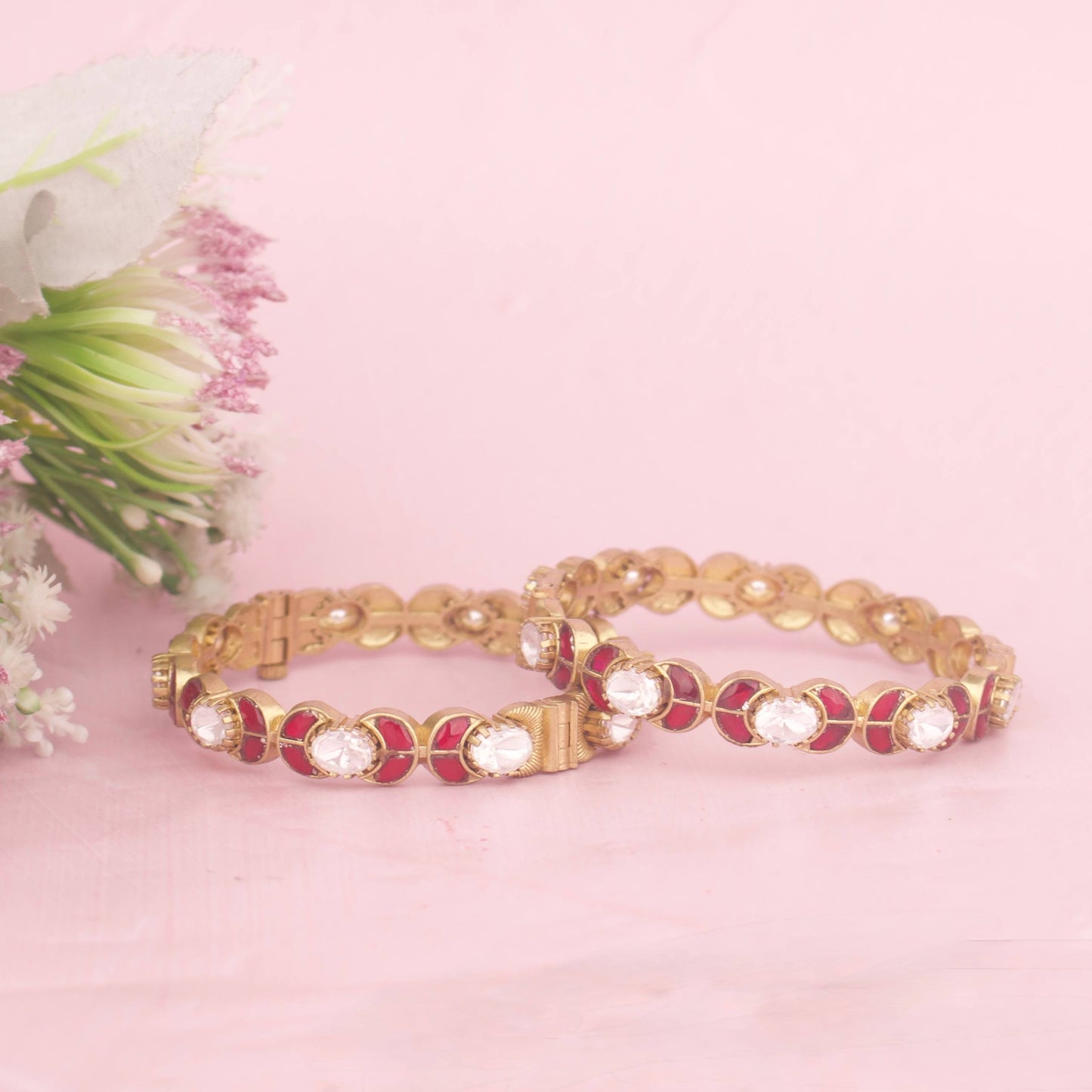 Ethnic Victorian Bangle With Ruby Stones