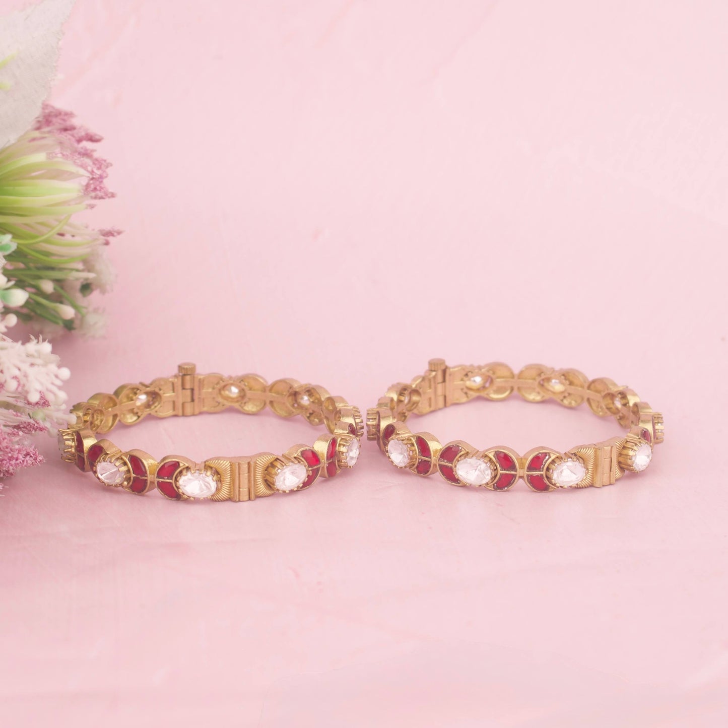 Ethnic Victorian Bangle With Ruby Stones