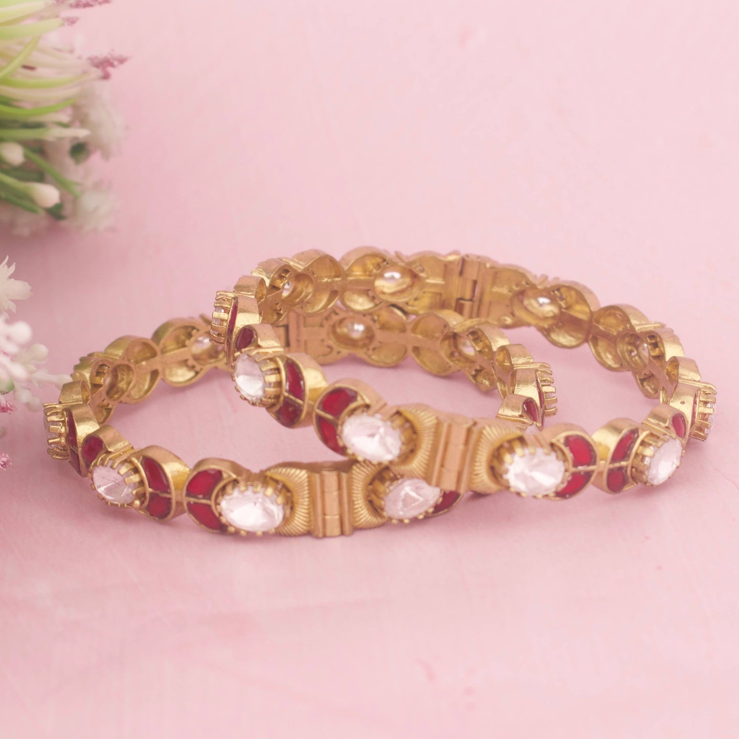 Ethnic Victorian Bangle With Ruby Stones