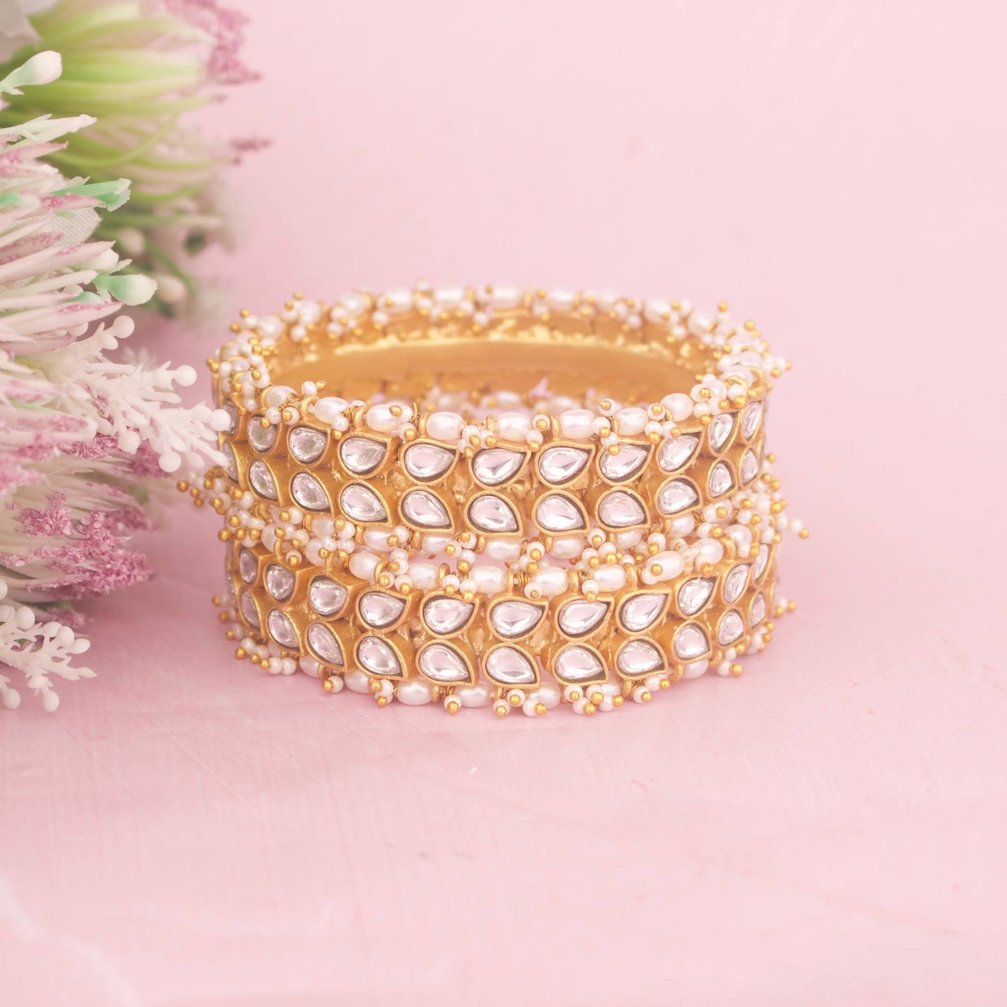 Traditional Jadau Kundan Pearl Bangles