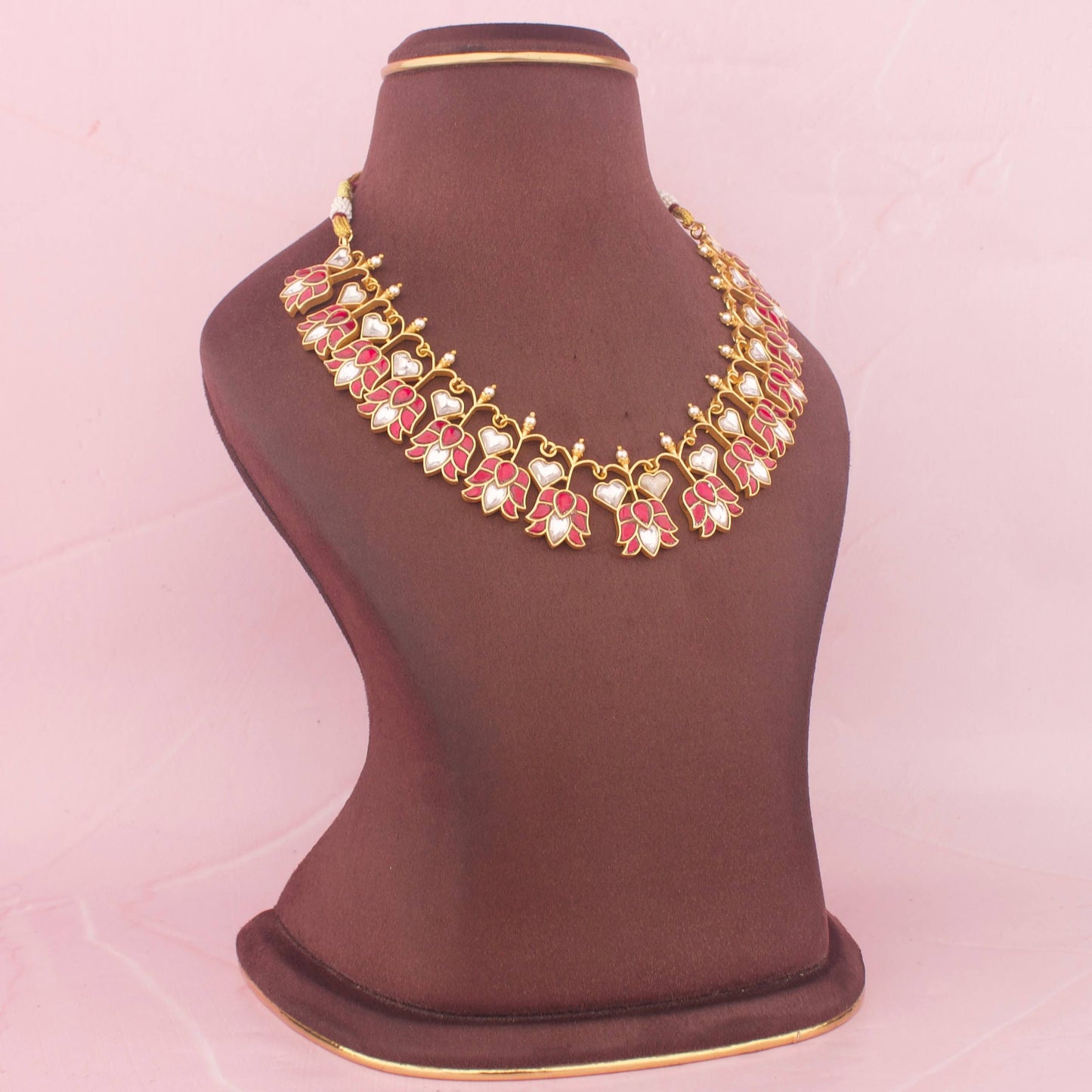 Lotus Design Jadau Kundan Necklace With Earrings