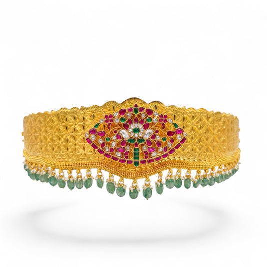 Bridal Jadau Kundan Hip Belt With Strawberry Beads