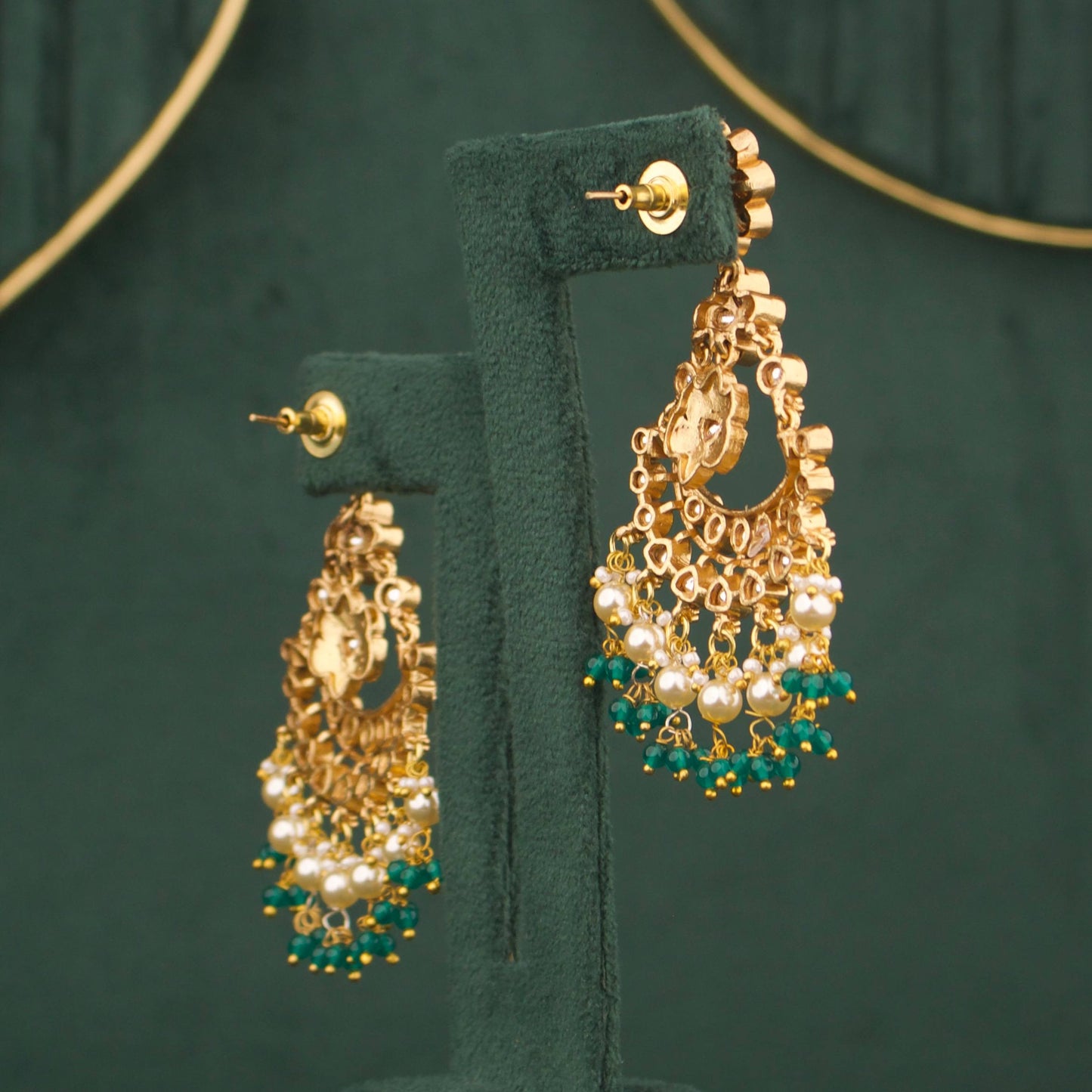 Radiant Victorian Chandbali Earrings With Pearl Drops