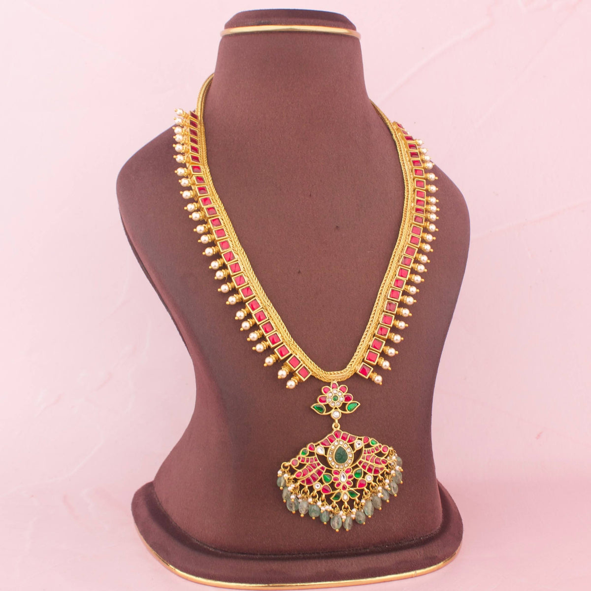 Unique Jadau Kundan Nantad Chain Necklace Craftsmanship & Detail View - Dulhan Jewels