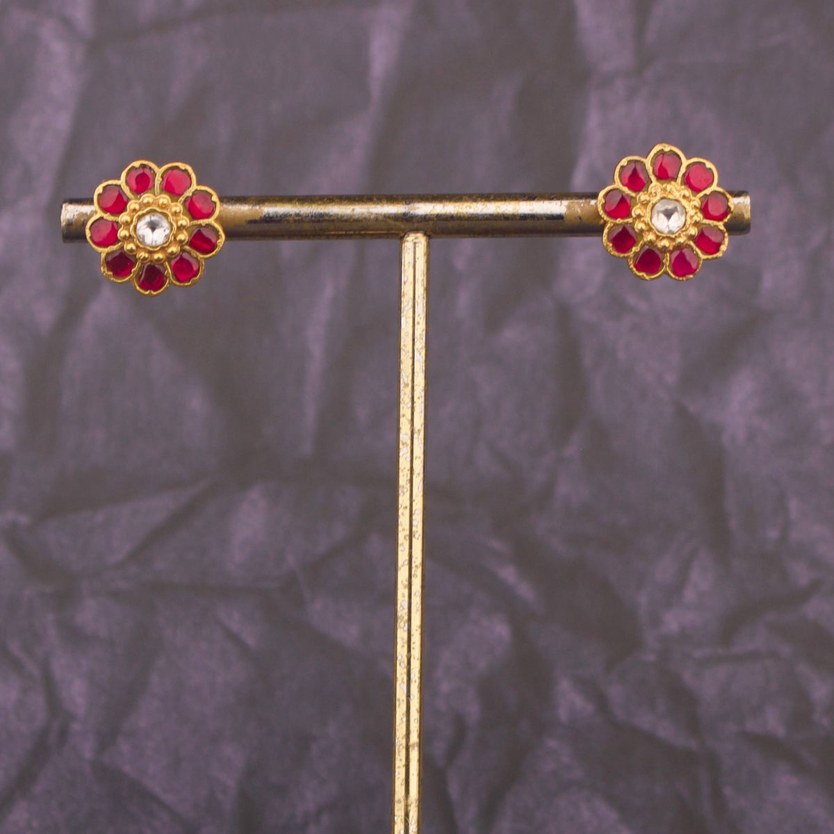 Floral Design Jadau Kundan Stud Earrings