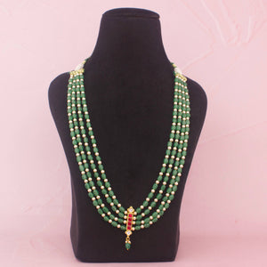Ethnic Jadau Kundan Multi-Strand Beads Mala Necklace - Handcrafted Indian Bridal Jewelry by Dulhan Jewels