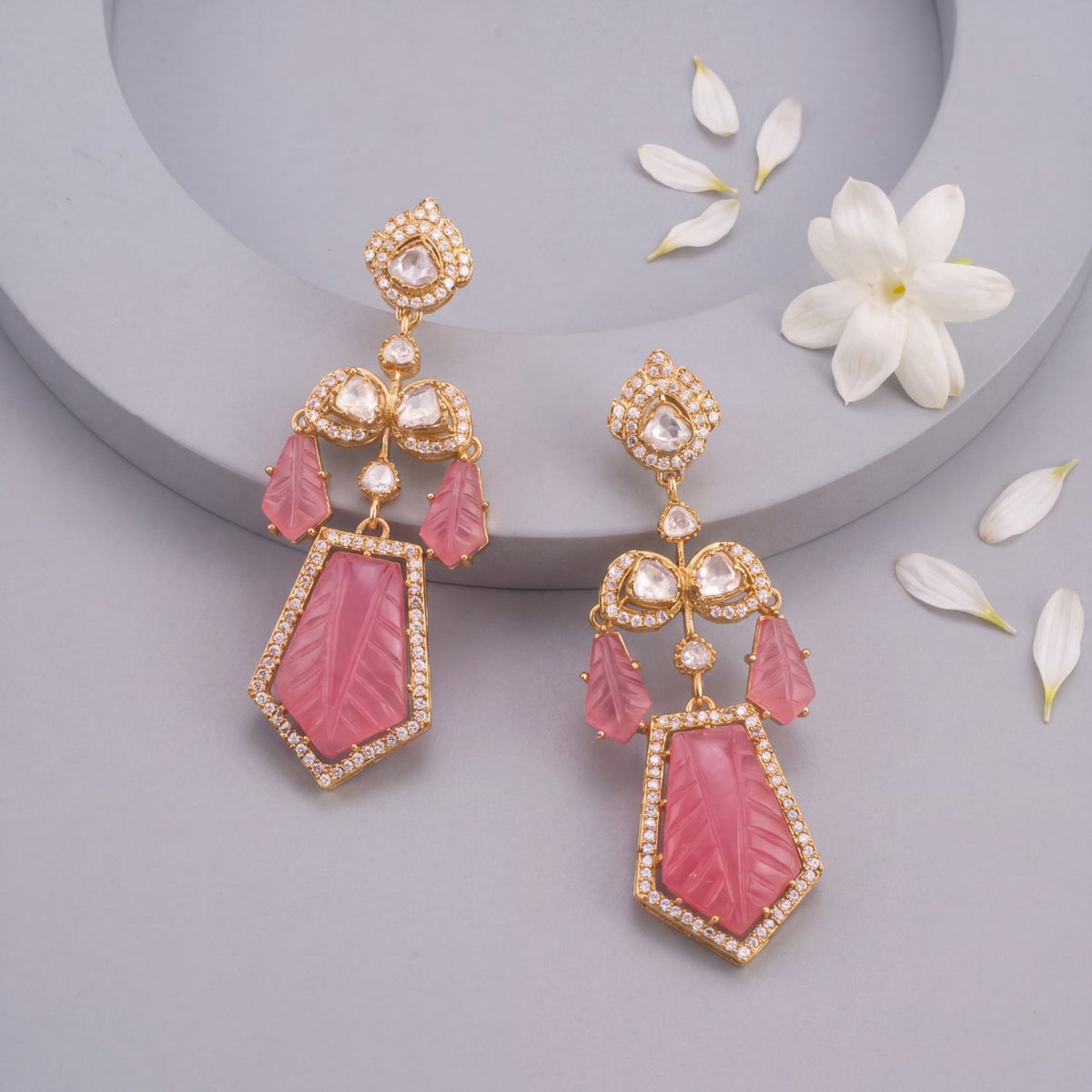 Stylish Droplet Victorian Hanging Earrings - Handcrafted Indian Bridal Jewelry by Dulhan Jewels