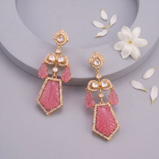 Stylish Droplet Victorian Hanging Earrings - Handcrafted Indian Bridal Jewelry by Dulhan Jewels