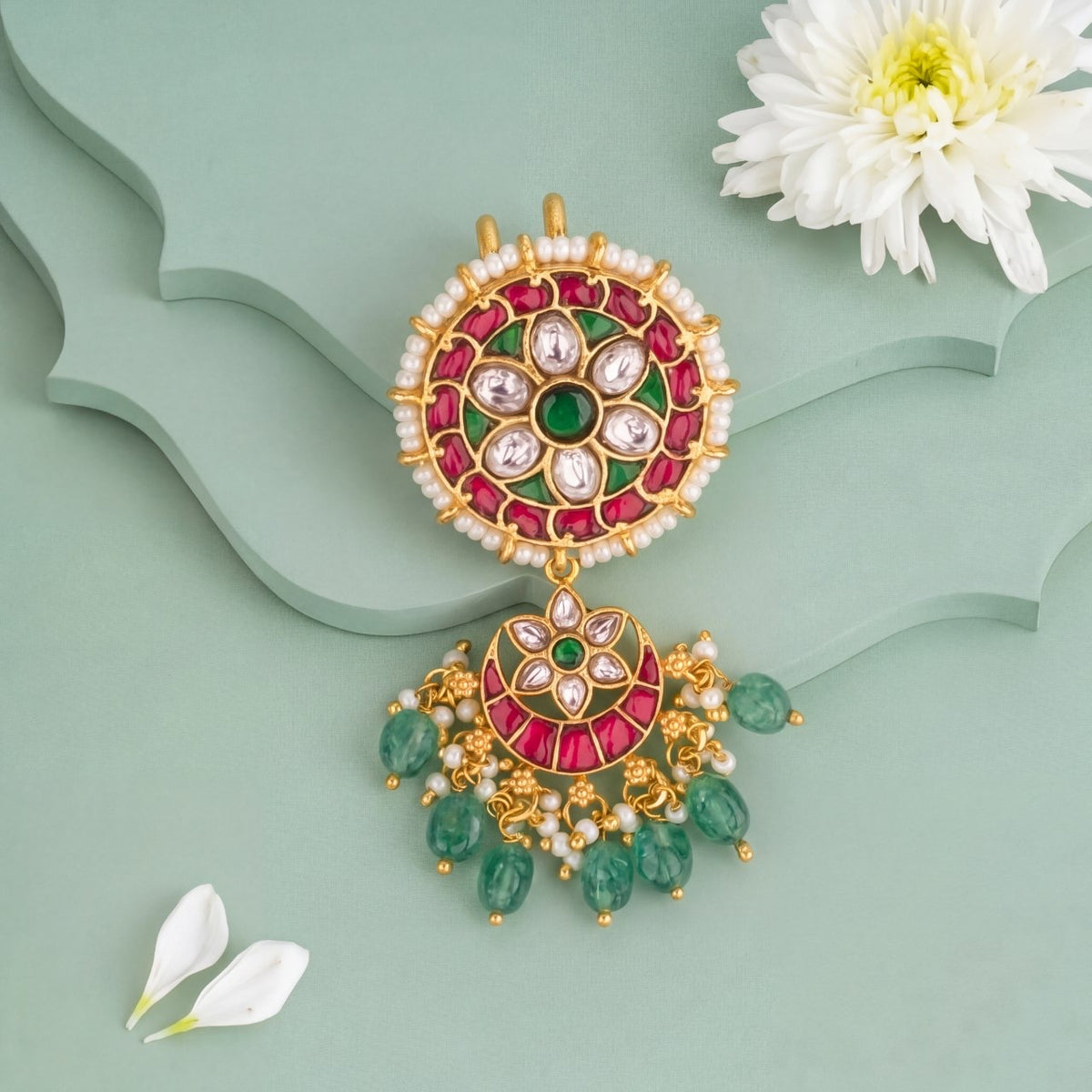 Classic Jadau Kundan Hair Pin With Beads
