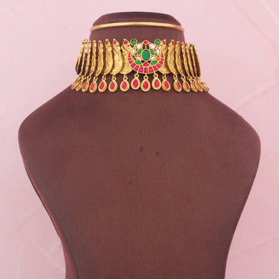 Simple Nakshi Jadau Kundan Choker - Handcrafted Indian Bridal Jewelry by Dulhan Jewels