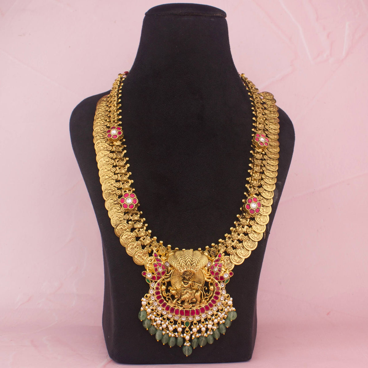 Royal Jadau Kundan Kasulu Haram With Lord Krishna At Center