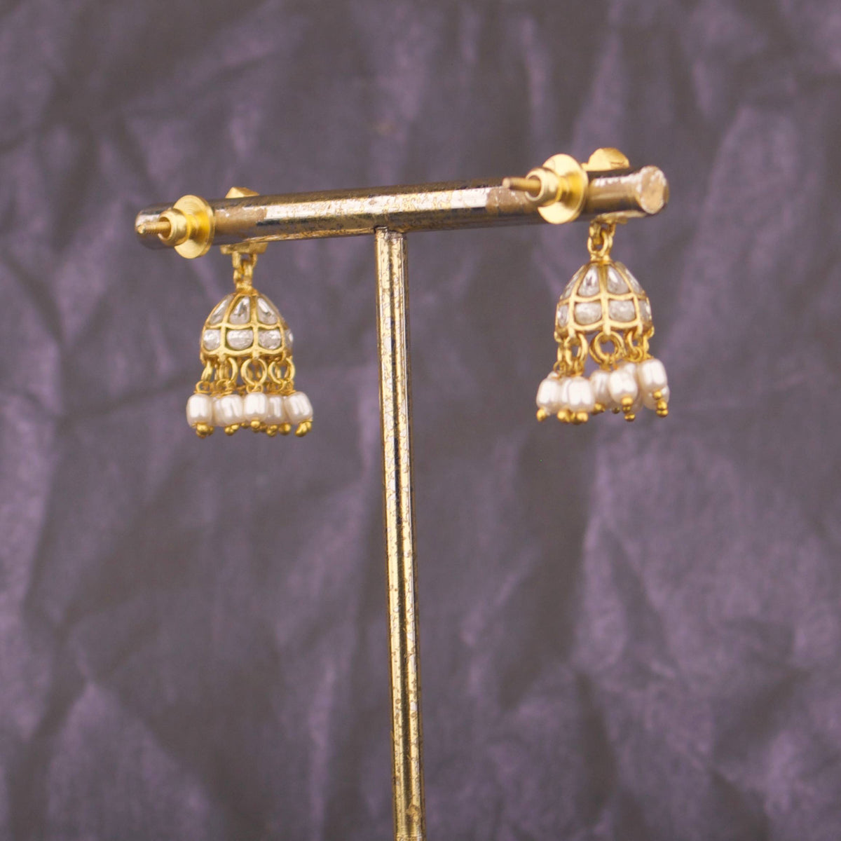 Ethnic Jadau Kundan Jhumki Earrings With Pearl Drops