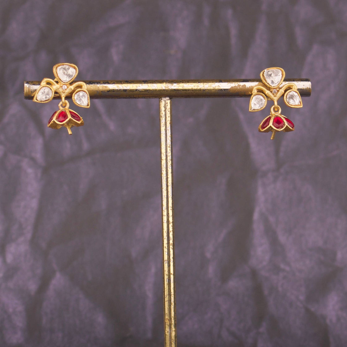 Minimal Jadau Kundan Stud Earrings