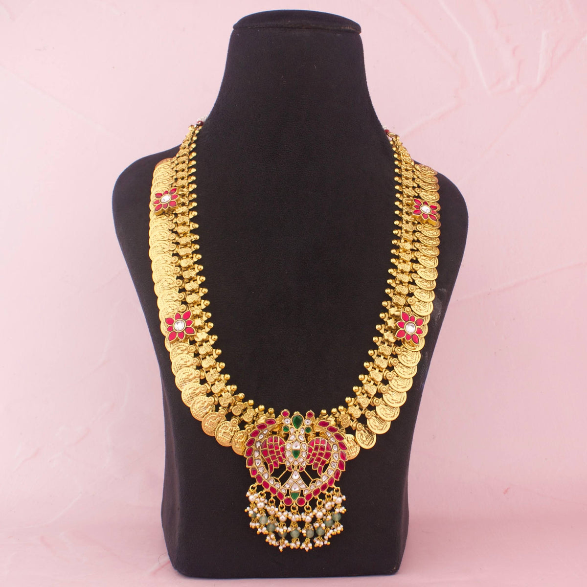 Traditional Jadau Kundan Long Kasulu Haram - Handcrafted Indian Bridal Jewelry by Dulhan Jewels