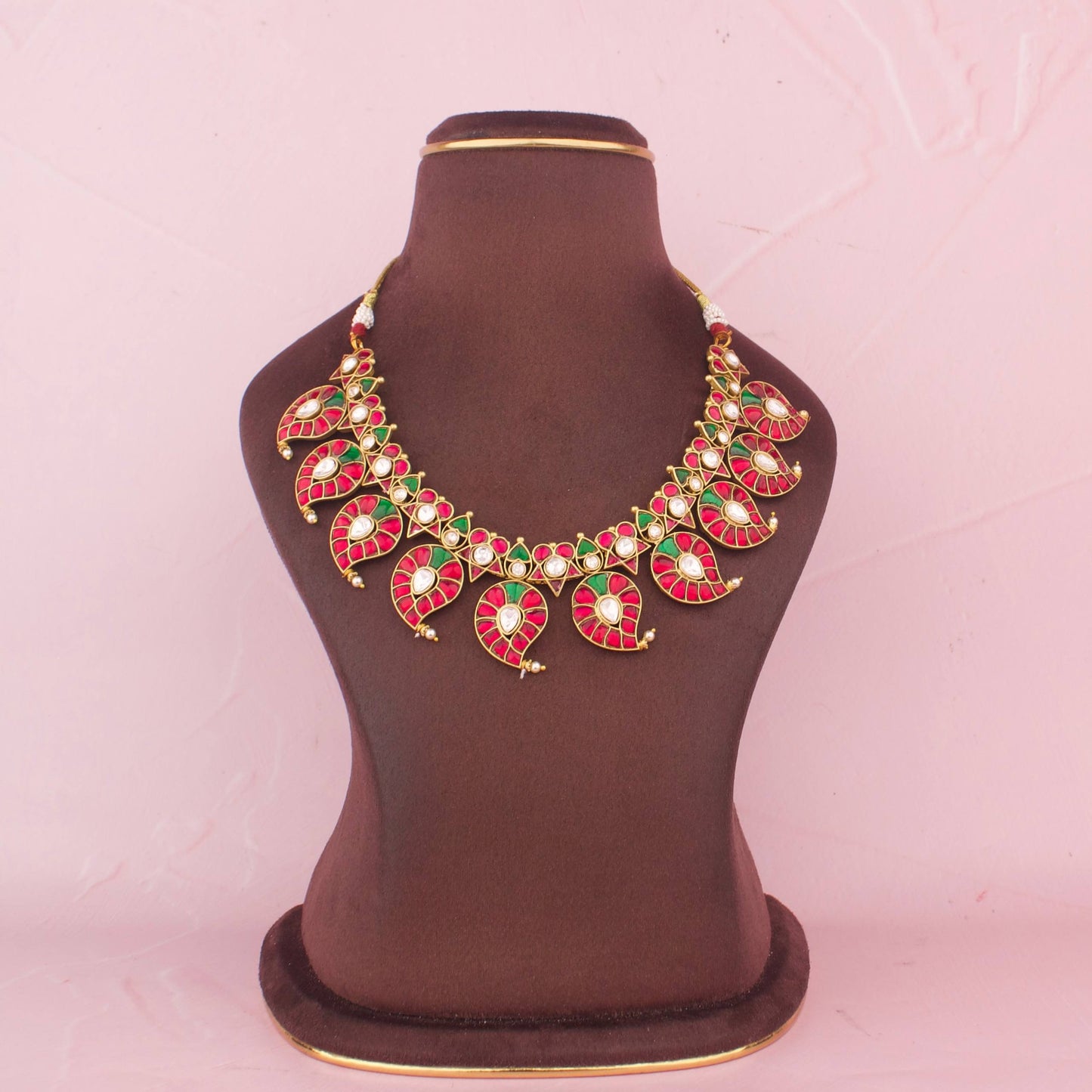 Unique Gold Inspired Jadau Kundan Mango Necklace Set