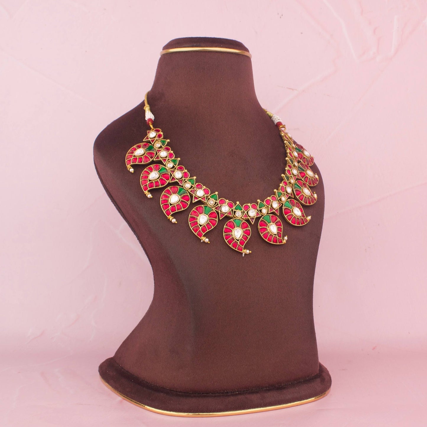 Unique Gold Inspired Jadau Kundan Mango Necklace Set