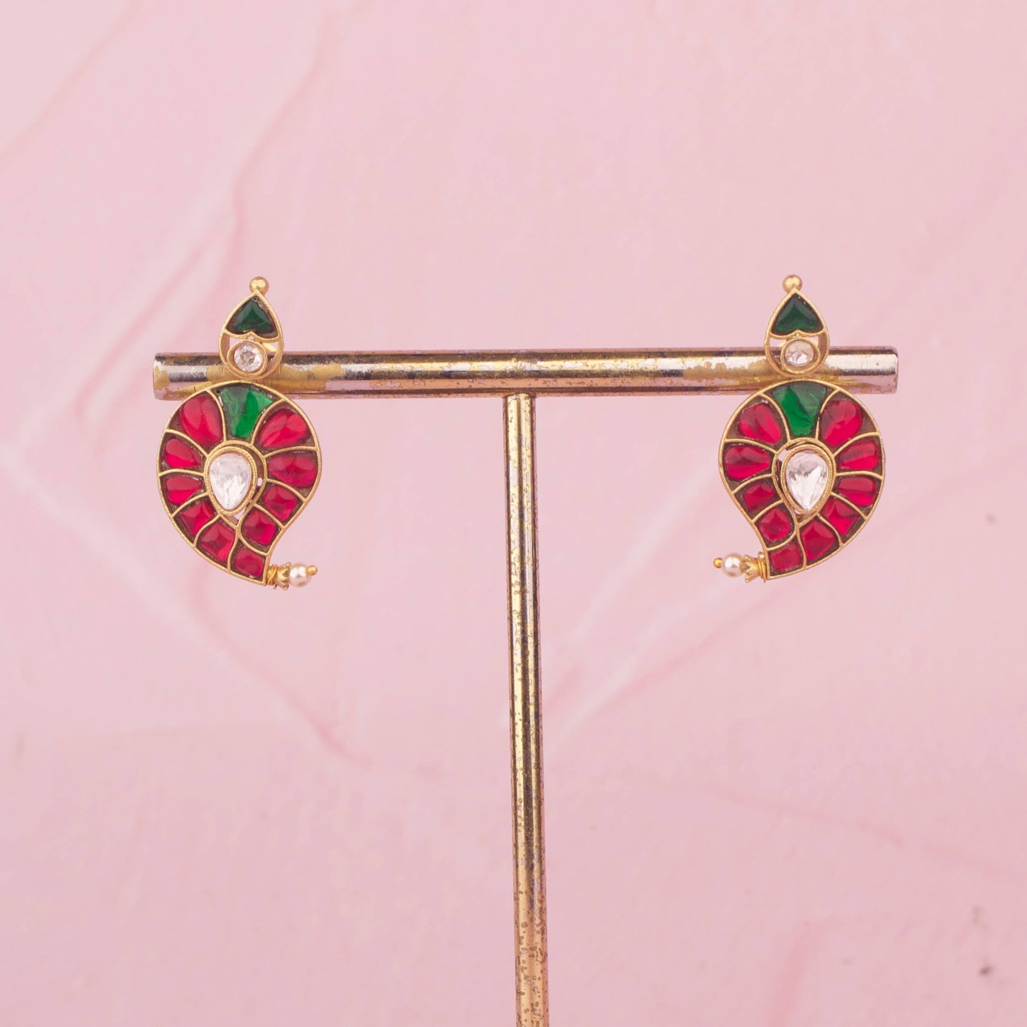Unique Gold Inspired Jadau Kundan Mango Necklace Set