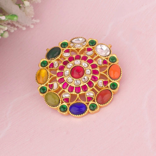 Exclusive Navratna Jadau Kundan Pendant