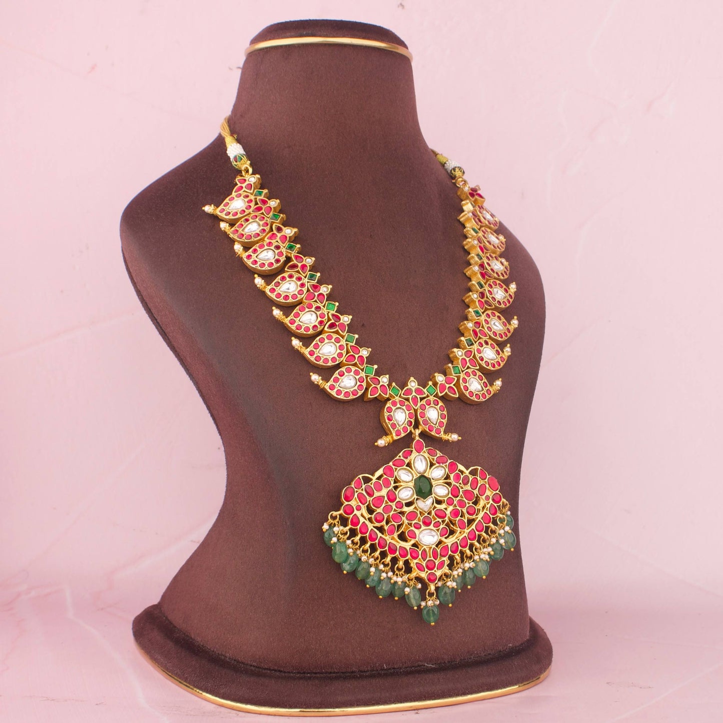 Ethnic Mango Haram 2-in-1 Reversible Jadau Kundan Necklace With Emerald Beads