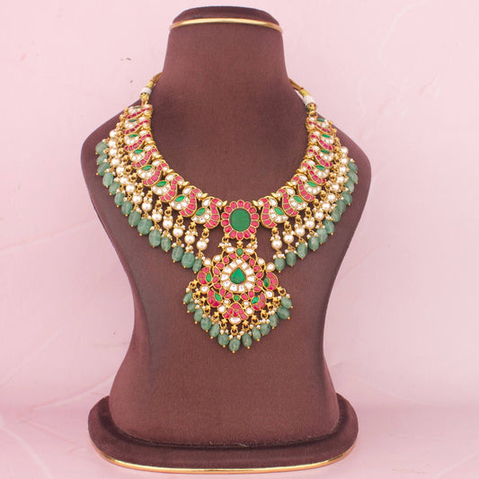 Elegant Jadau Kundan Necklace With Floral Locket
