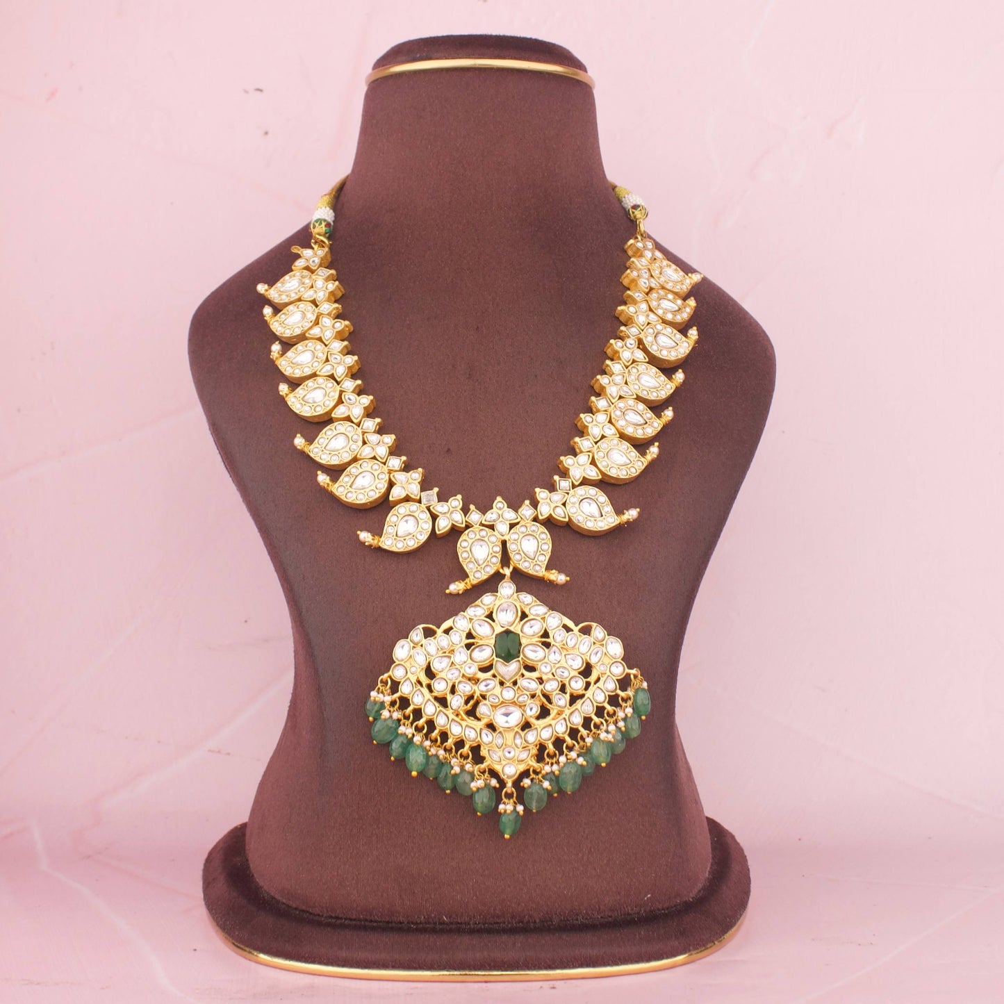 Ethnic Mango Haram 2-in-1 Reversible Jadau Kundan Necklace With Emerald Beads