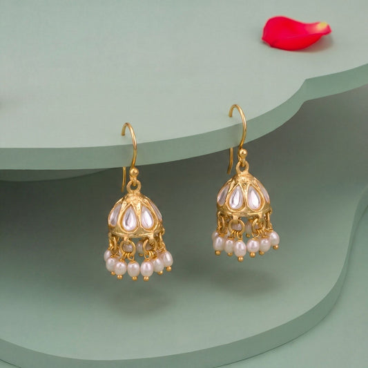 Small Sized Jadau Kundan Hanging Earrings