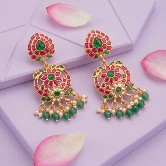 Enchanting Floral Jadau Kundan Earrings