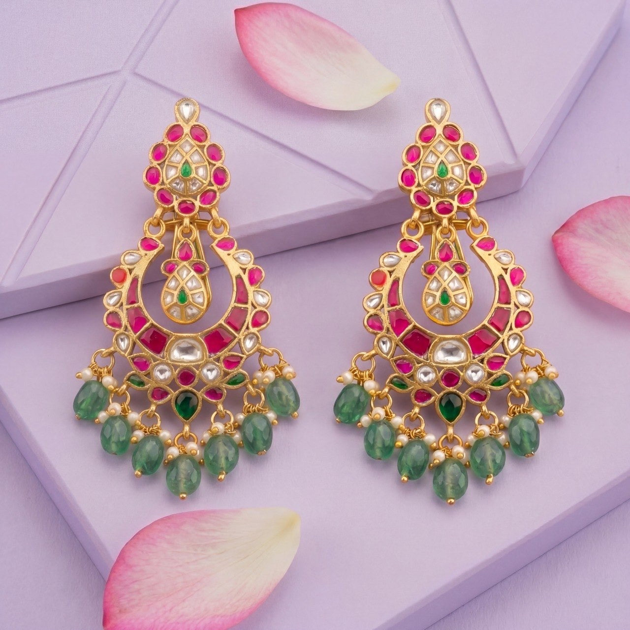 Hanging Style Jadau Kundan Chandbali Earring