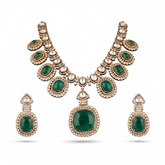 Nita Ambani Inspired Victorian Polki Necklace Set