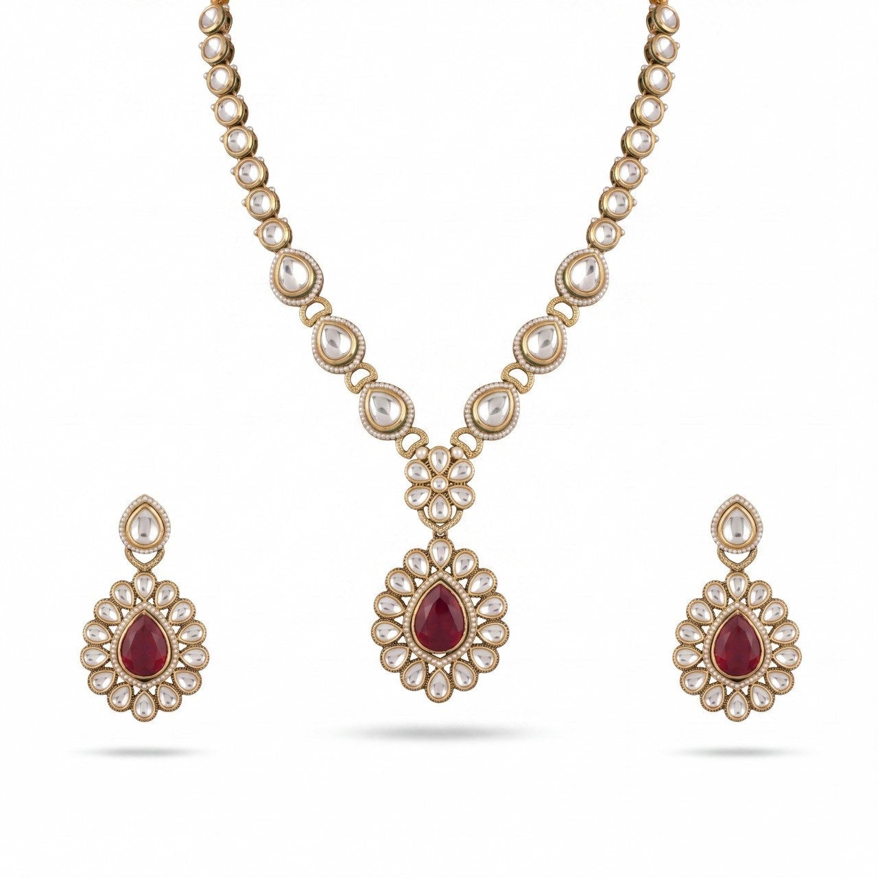 Nita Ambani Inspired Victorian Polki Necklace Set