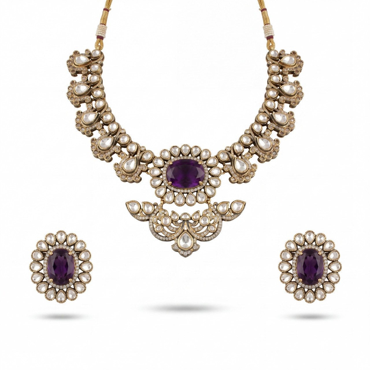 Elegant Short Victorian Moissanite Necklace Set