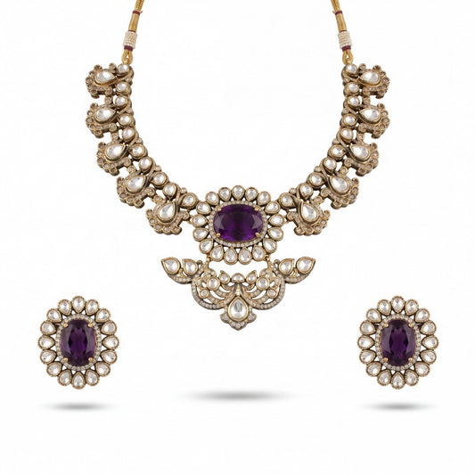 Elegant Short Victorian Moissanite Necklace Set