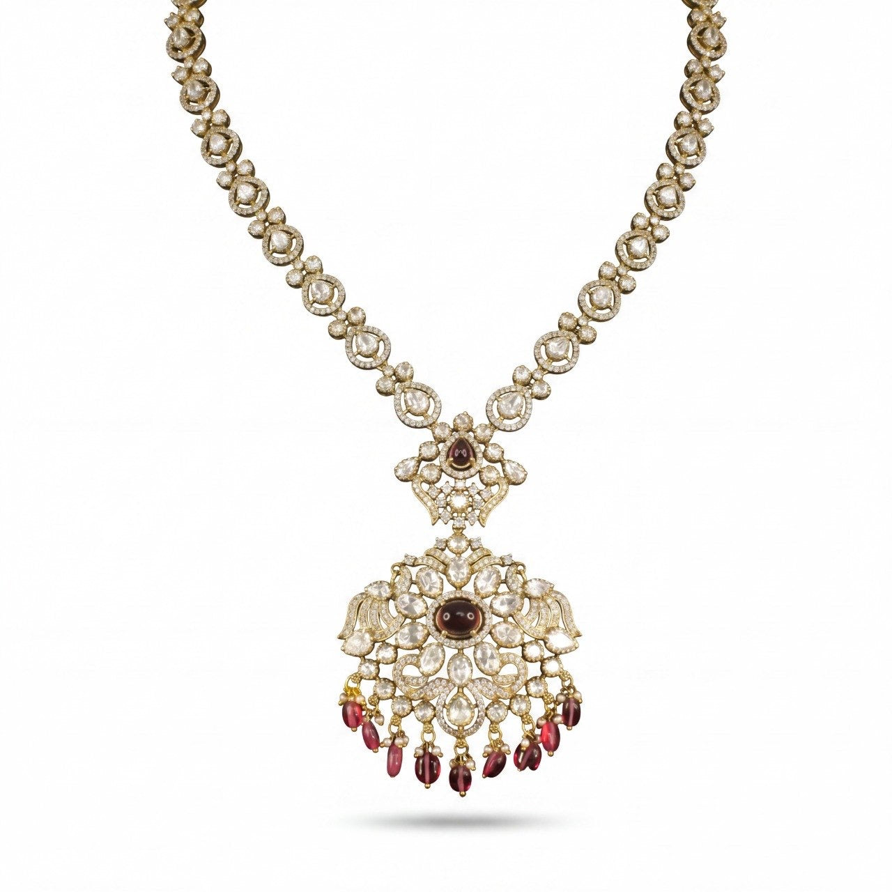 Antique Victorian Necklace Set in Ruby colour