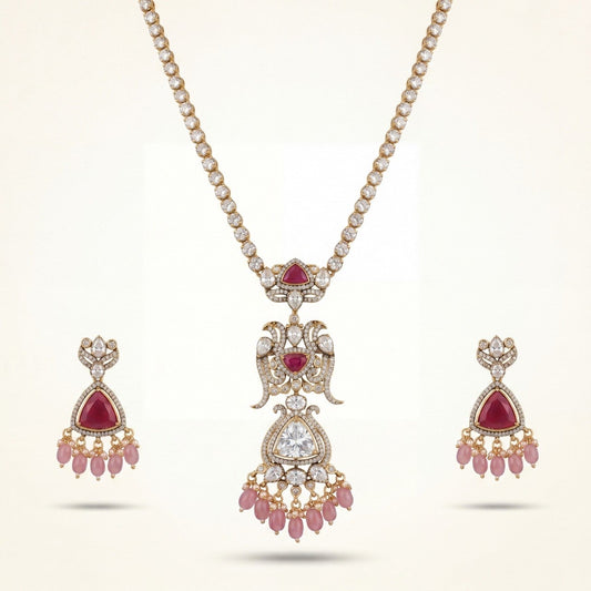 Exclusive Victorian Necklace Set with peacock motifs